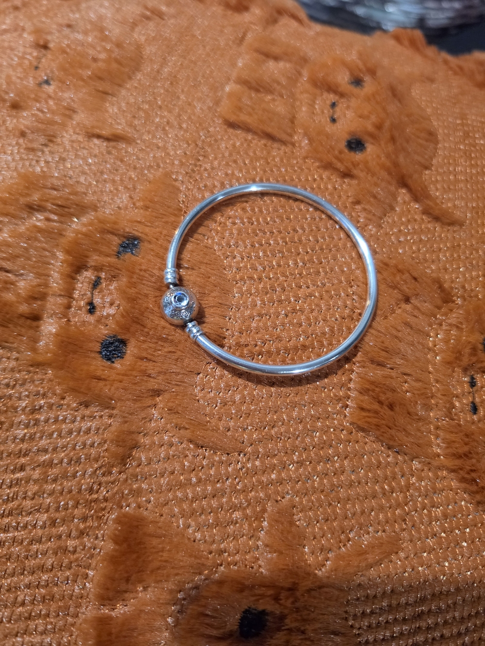 Sterling Silver Round Charm Bangle Bracelet - Silver